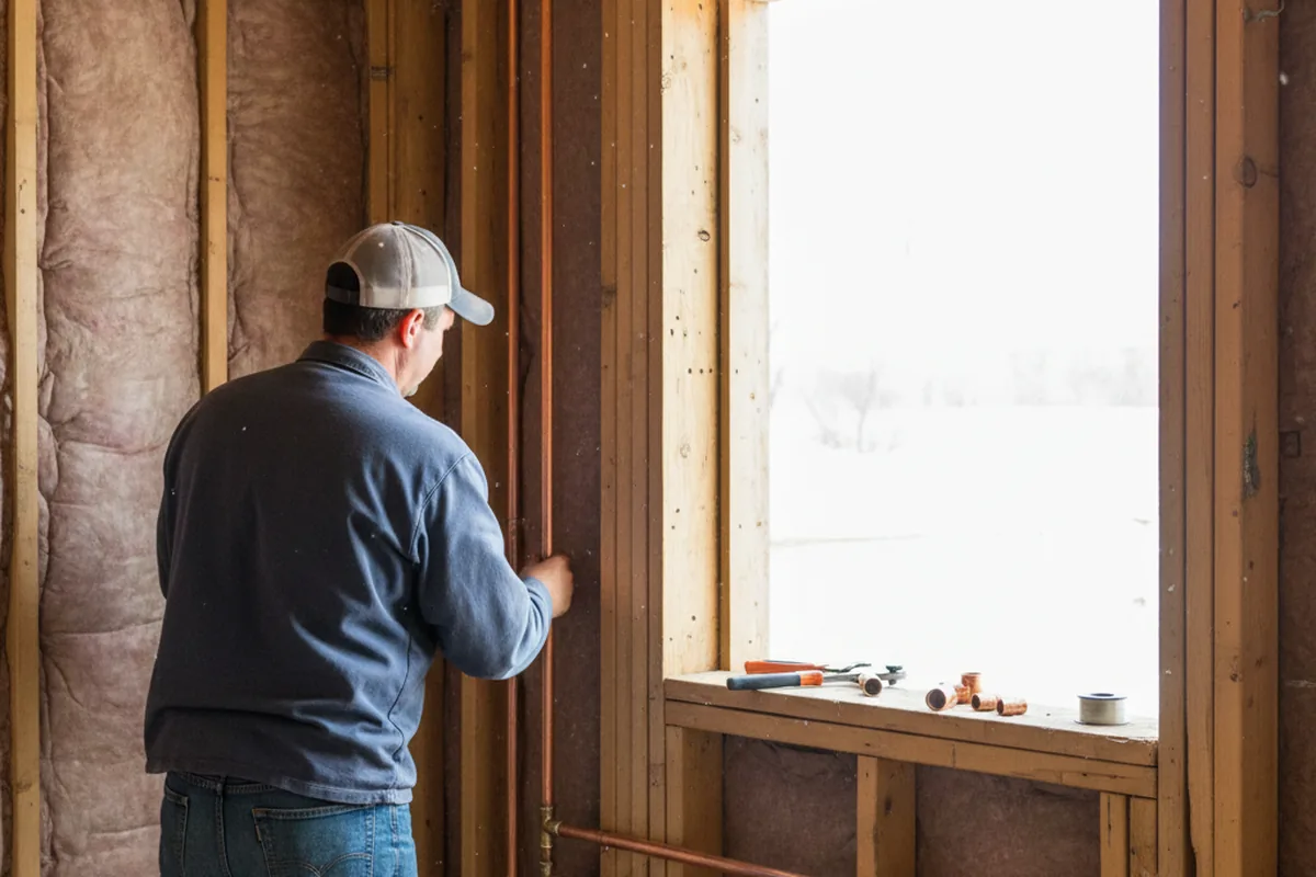 Licensed plumber running new copper supply lines in a Philadelphia home